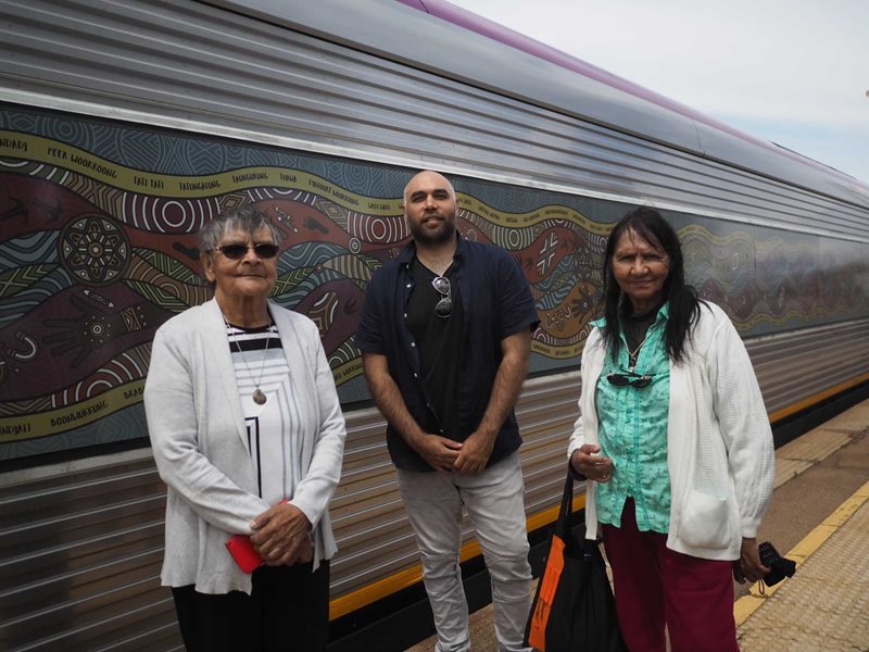 V/Line is proud to have unveiled our own Aboriginal artwork - Garramugudjina (now, footprints) - designed by Aboriginal artist Dixon Patten.